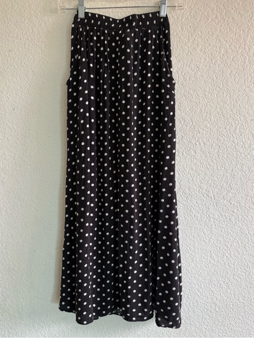 Black Polka Dot Split Leg Maxi Skirt - Women